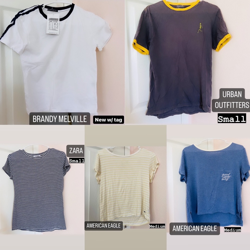 T-shirt bundle (Brandy Melville, Urban Outfitters, American Eagle, Zara)